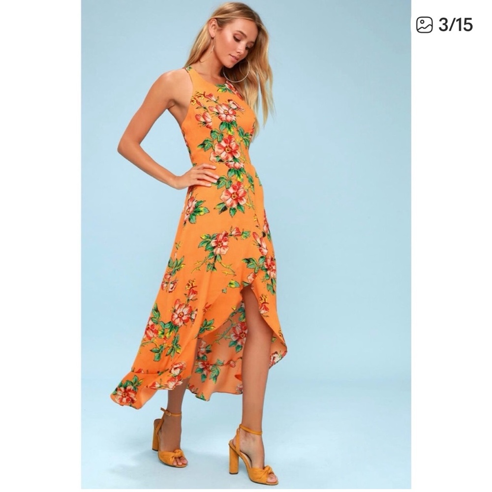 Ali & Jay Los Angeles Orange Floral Chiquita Dress Size S